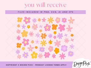 Fun Flowers SVG Elements - Design Pixie