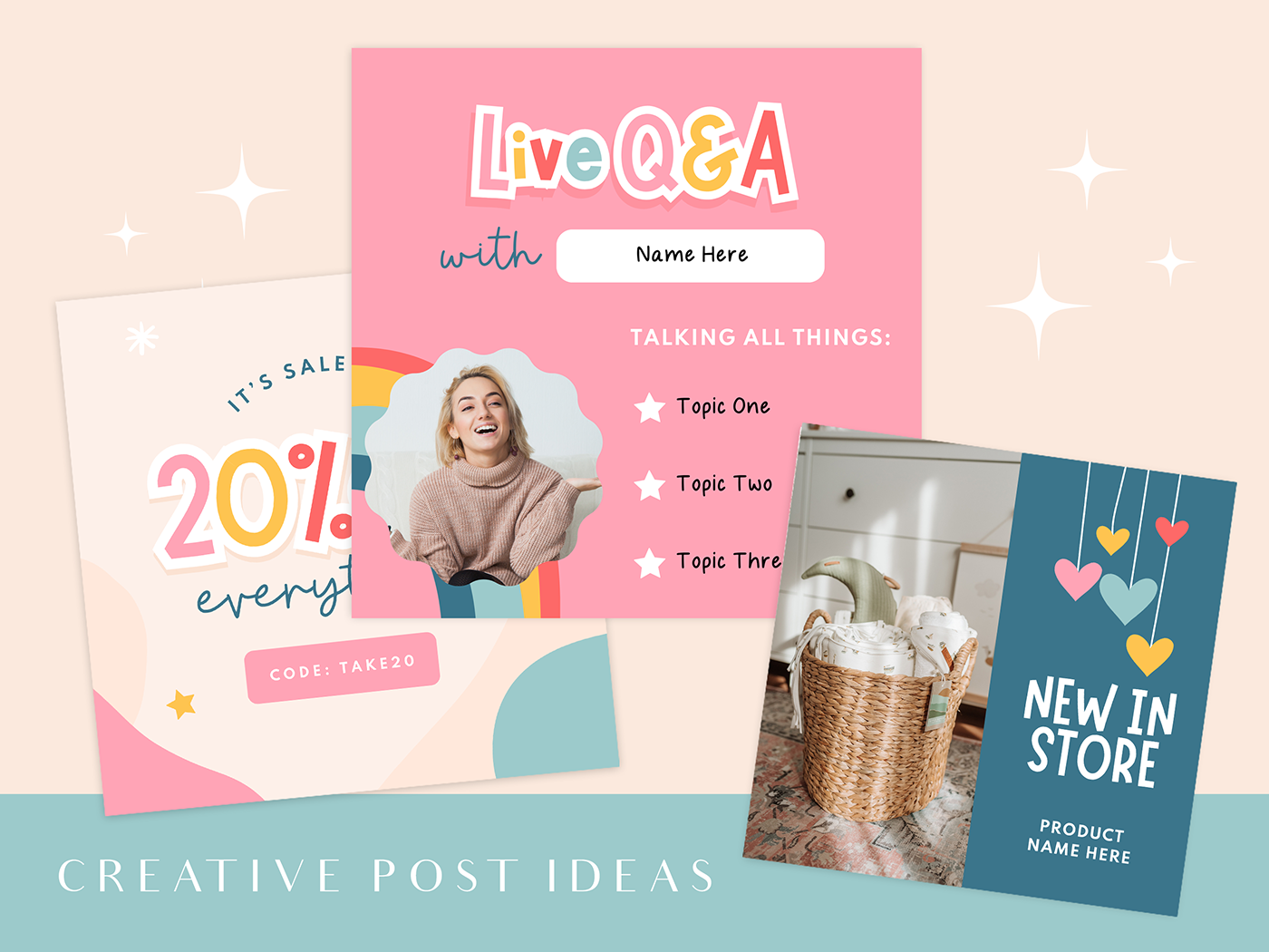 Fun Bright Instagram Post Templates - Design Pixie