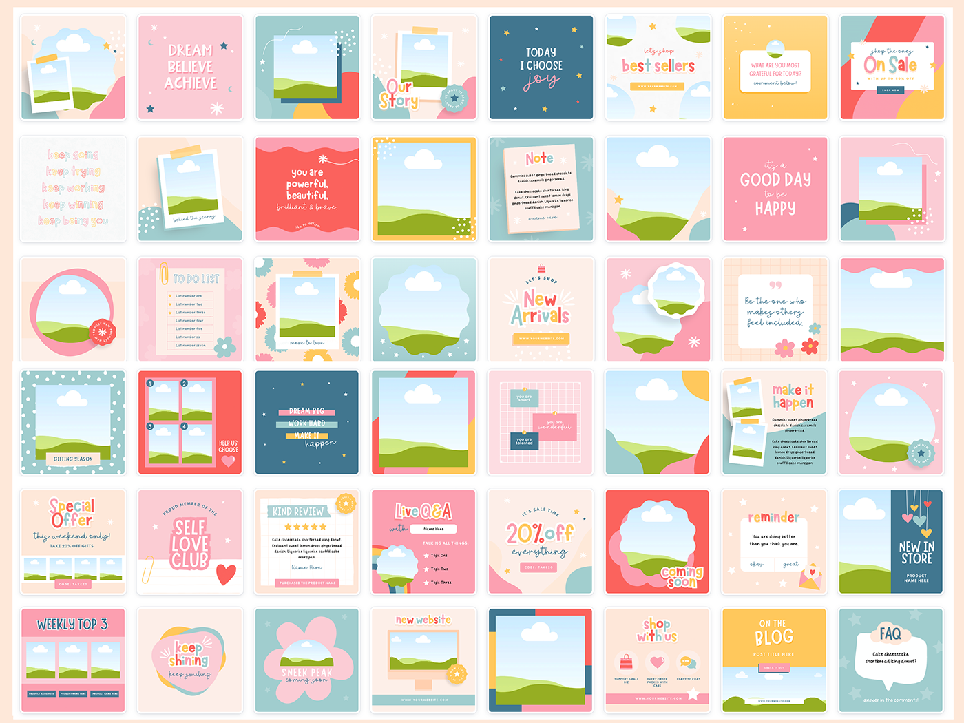 Fun Bright Instagram Post Templates - Design Pixie