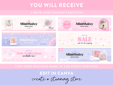 Girly Pink Etsy Shop Banner Templates