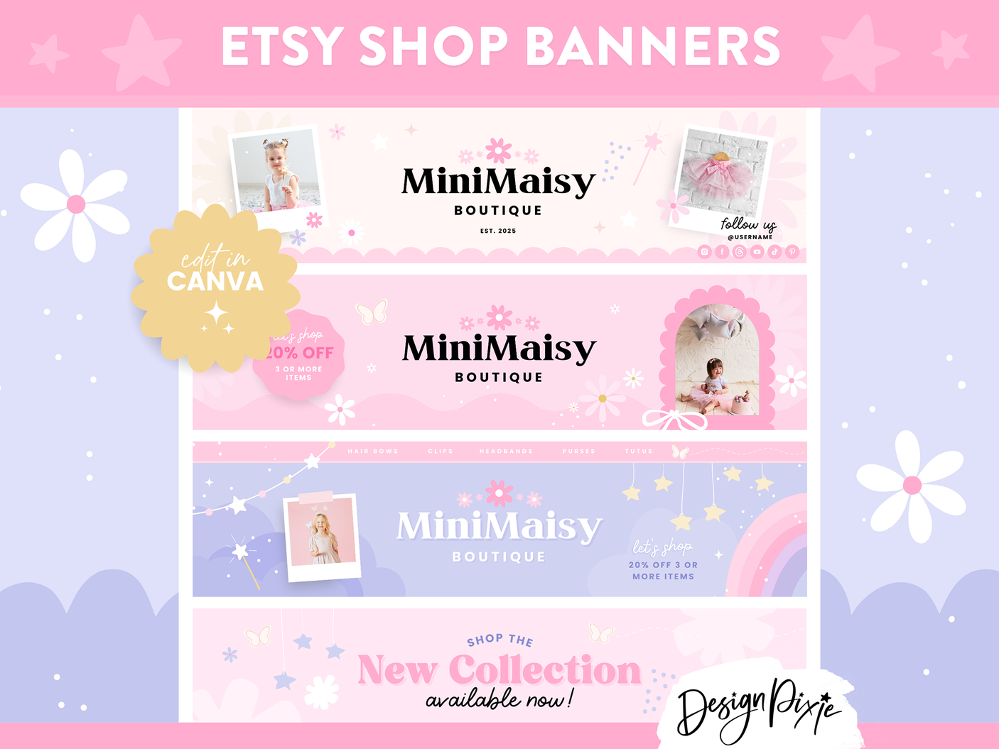 Girly Pink Etsy Shop Banner Templates