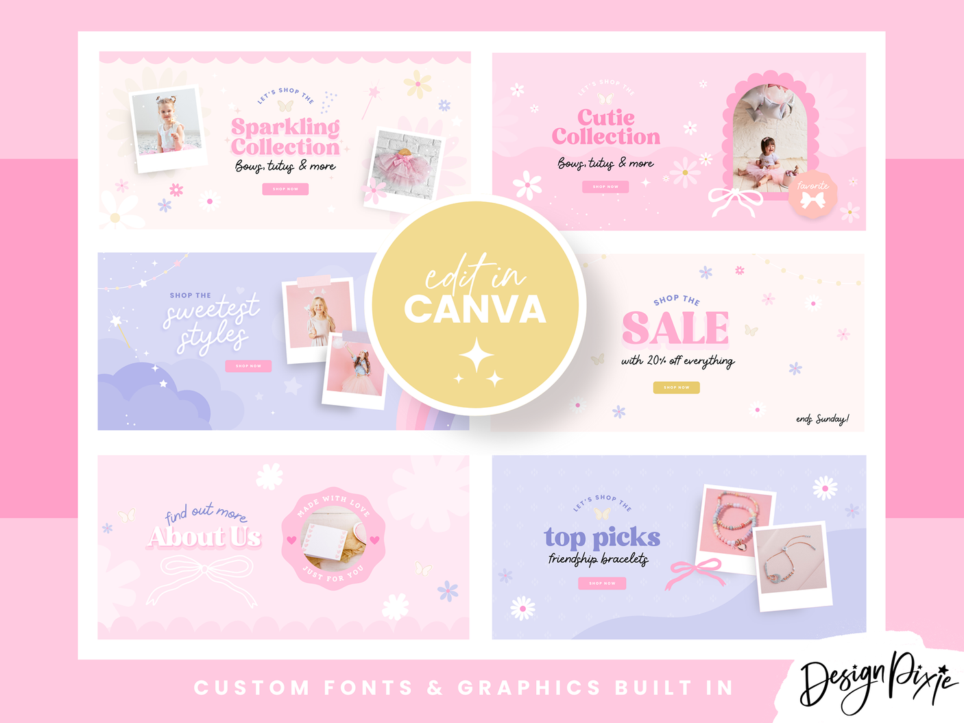 Girly Pink Shopify Banner Templates