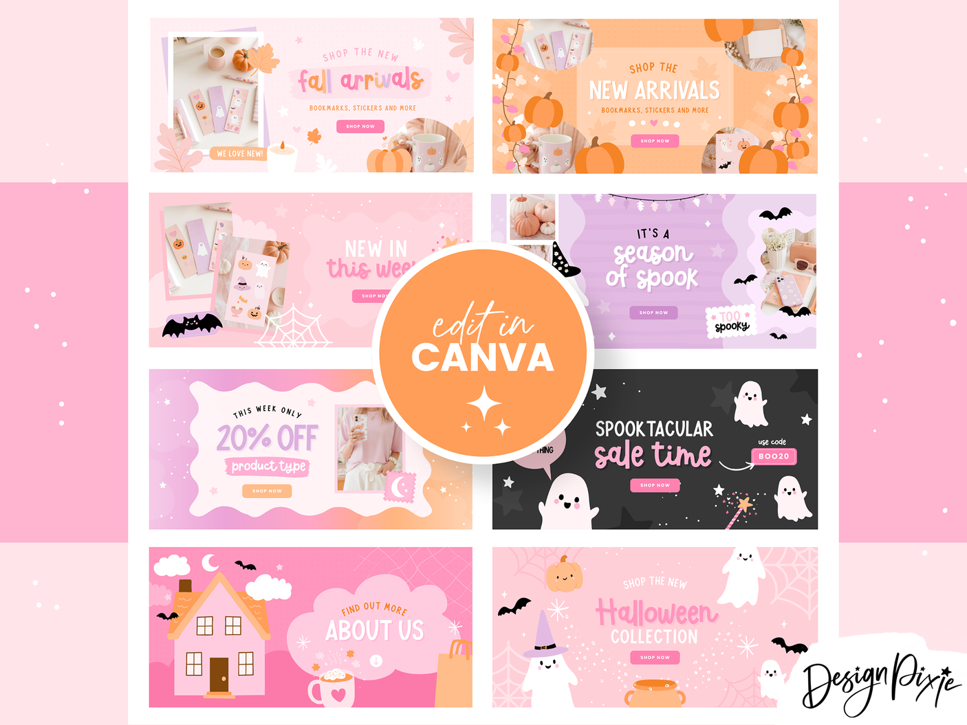 Cute Fall Halloween Shopify Banners
