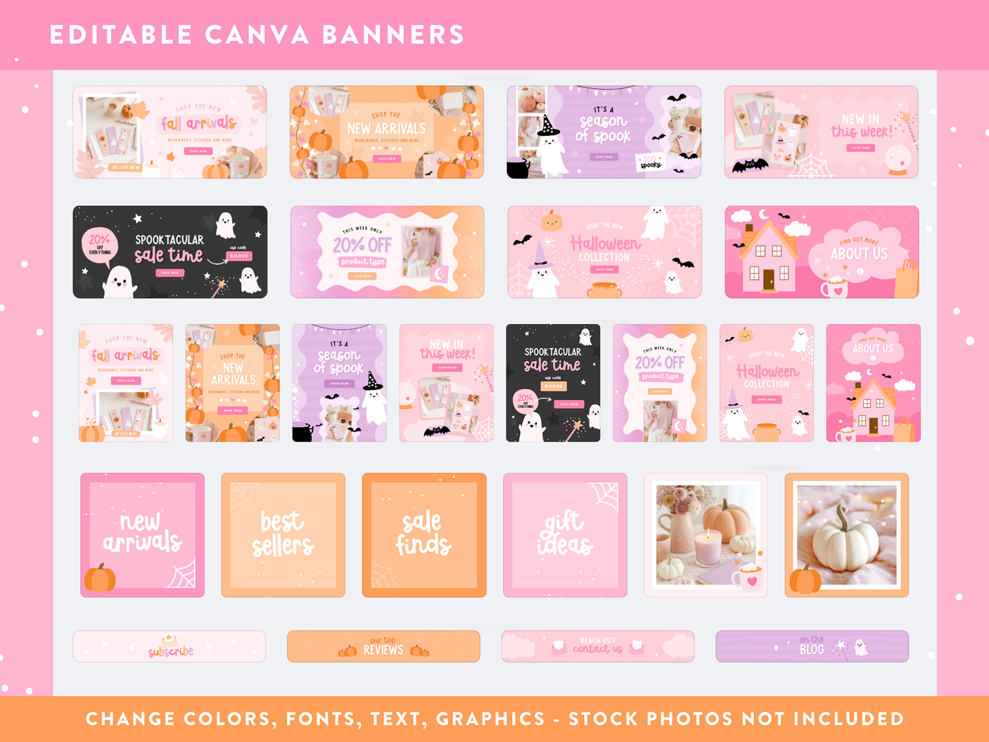 Cute Fall Halloween Shopify Banners