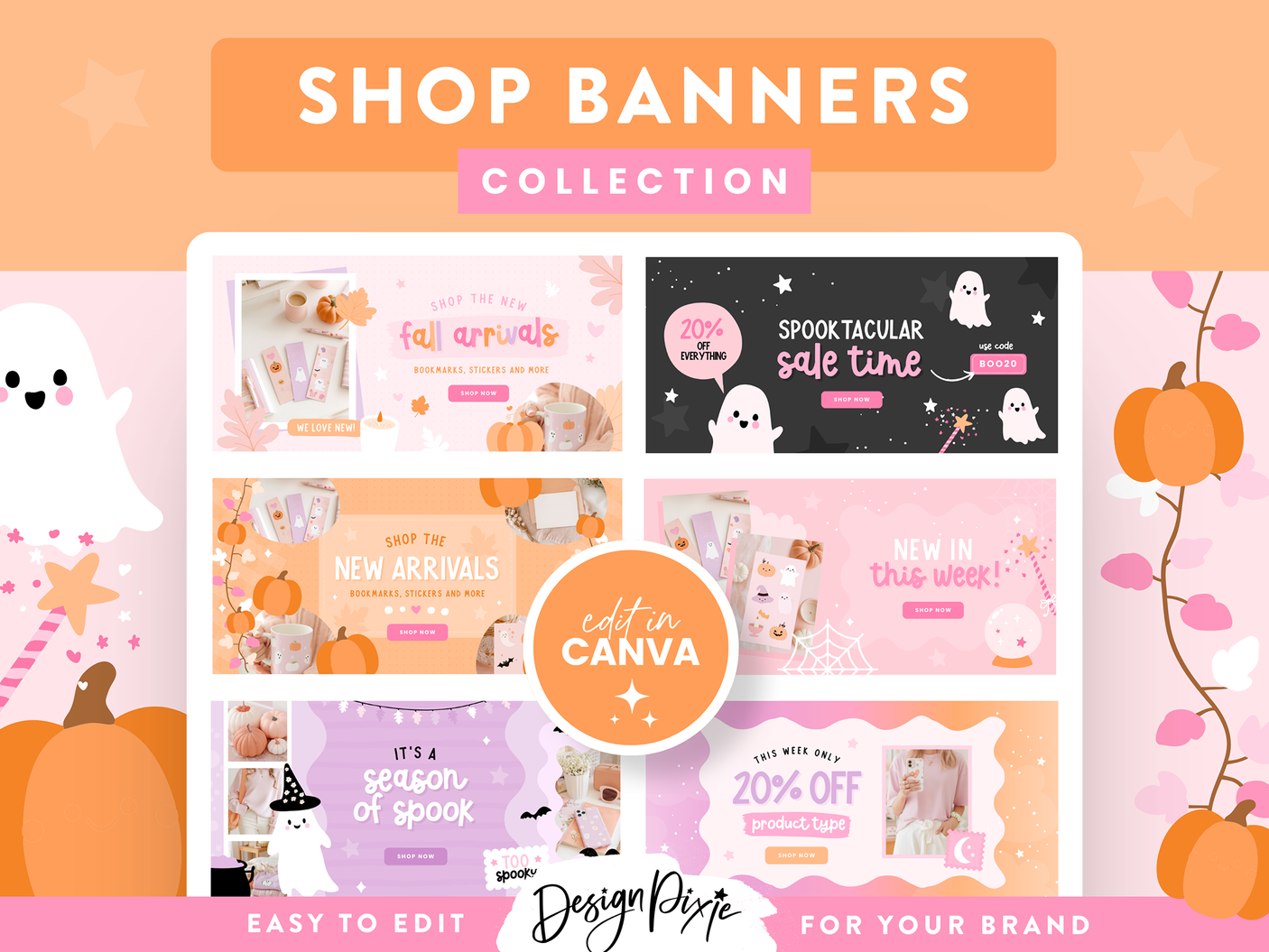 Cute Fall Halloween Shopify Banners