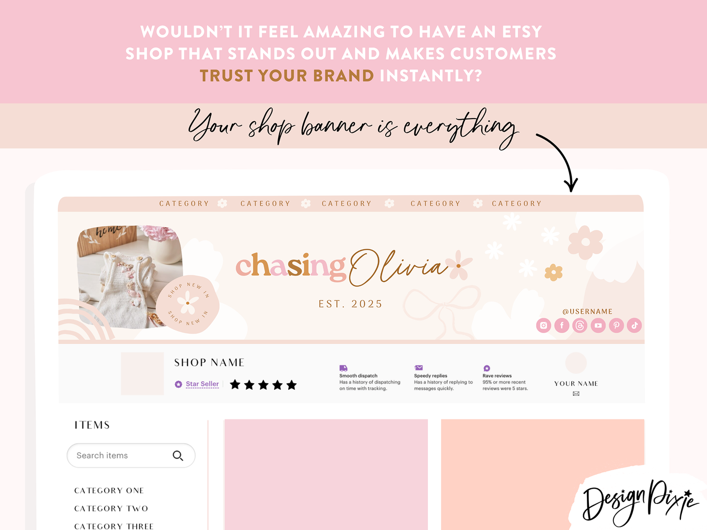 Boho Floral Etsy Banner Templates