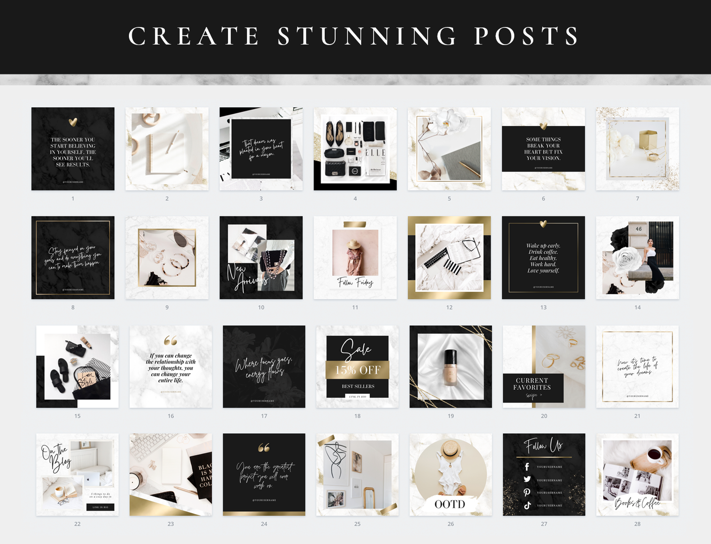 Black Gold Instagram Post Templates - Design Pixie