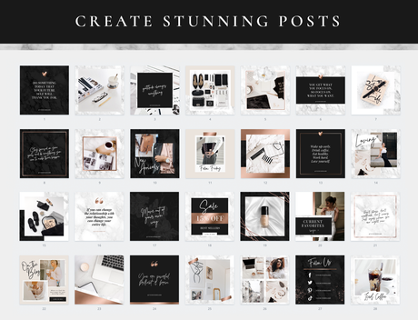 Black Rose Gold Instagram Post Templates - Design Pixie