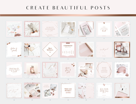 Rose Gold Instagram Post Templates - Design Pixie