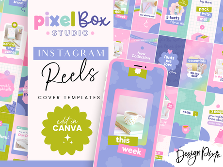 Colorful Instagram Reel templates with pastel rainbow colors to edit in Canva