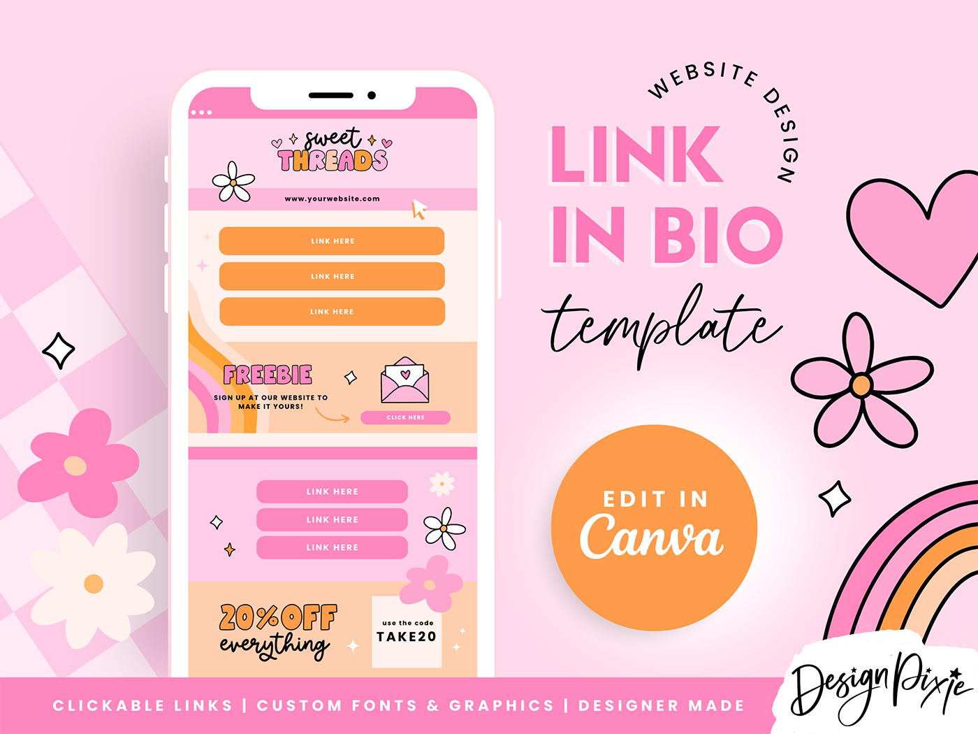 Link In Bio Template - Sweet Threads - Design Pixie