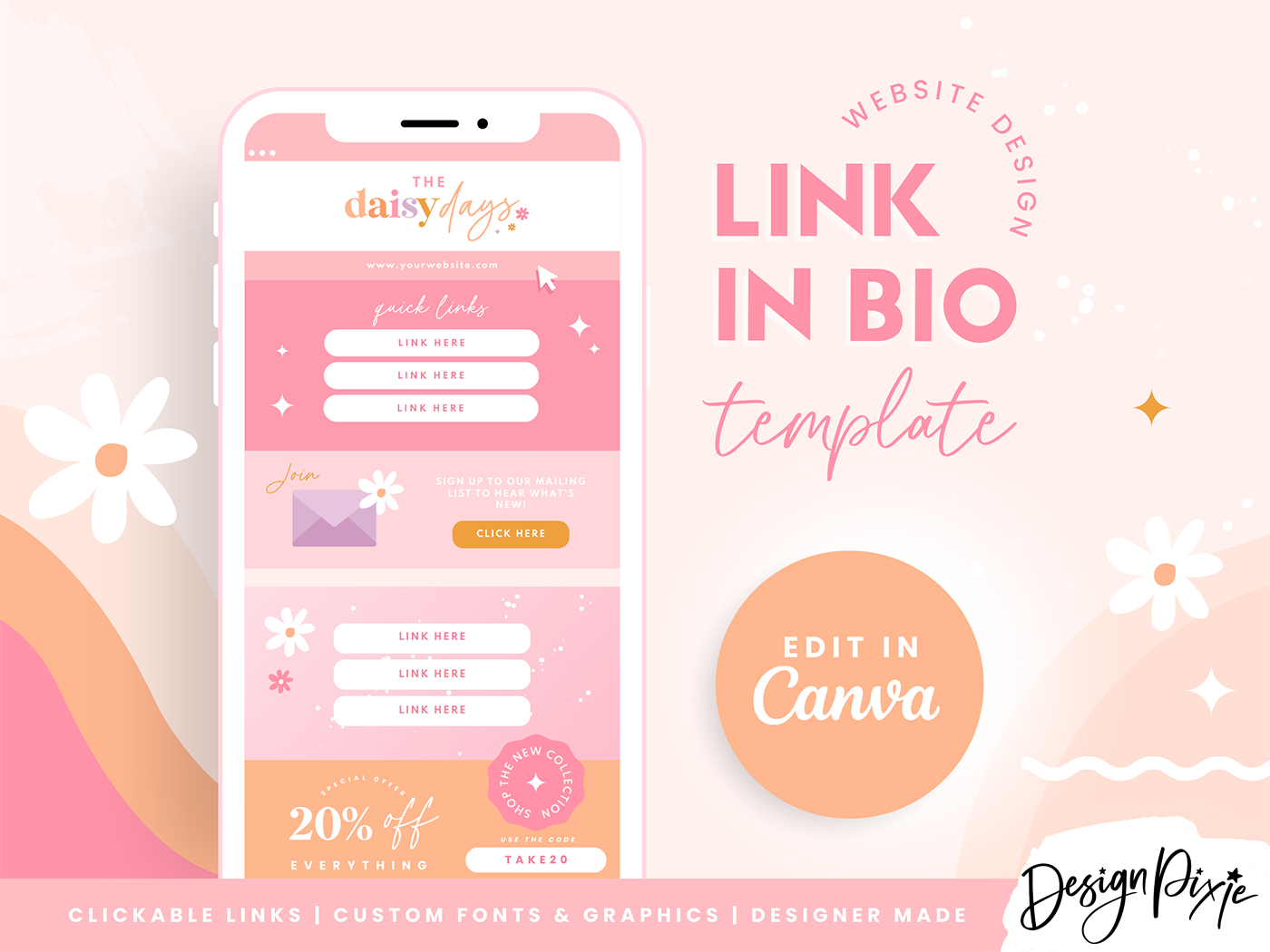 Daisy Days Link In Bio Template - Design Pixie