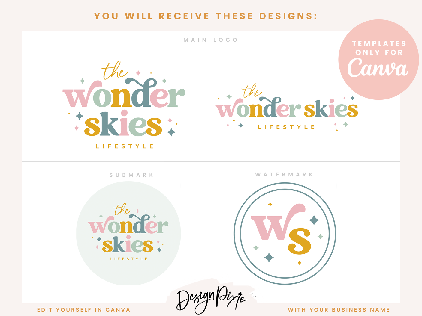 Wonder Skies Logo Template - Design Pixie