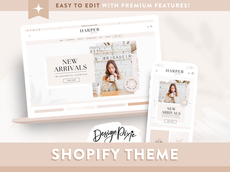 Harper Skies Shopify Theme in a minimal white and beige design