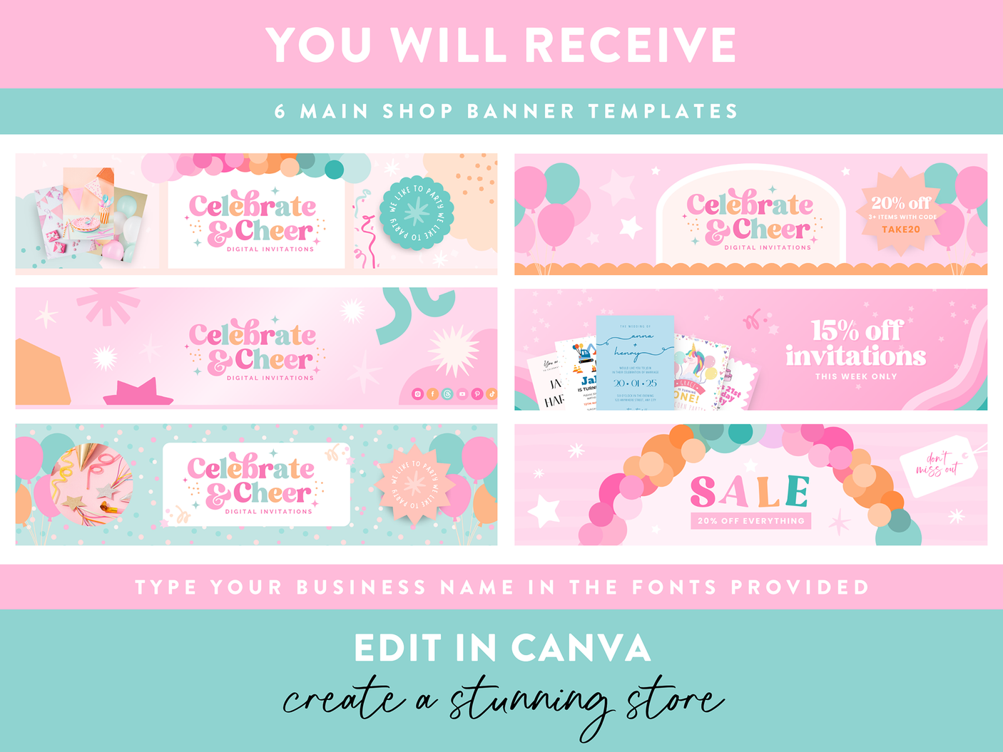 Bright Party Etsy Banner Templates