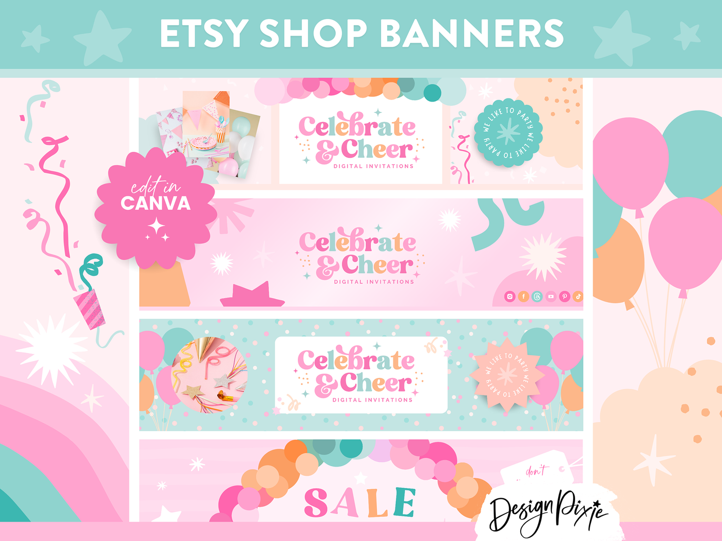 Bright Party Etsy Banner Templates