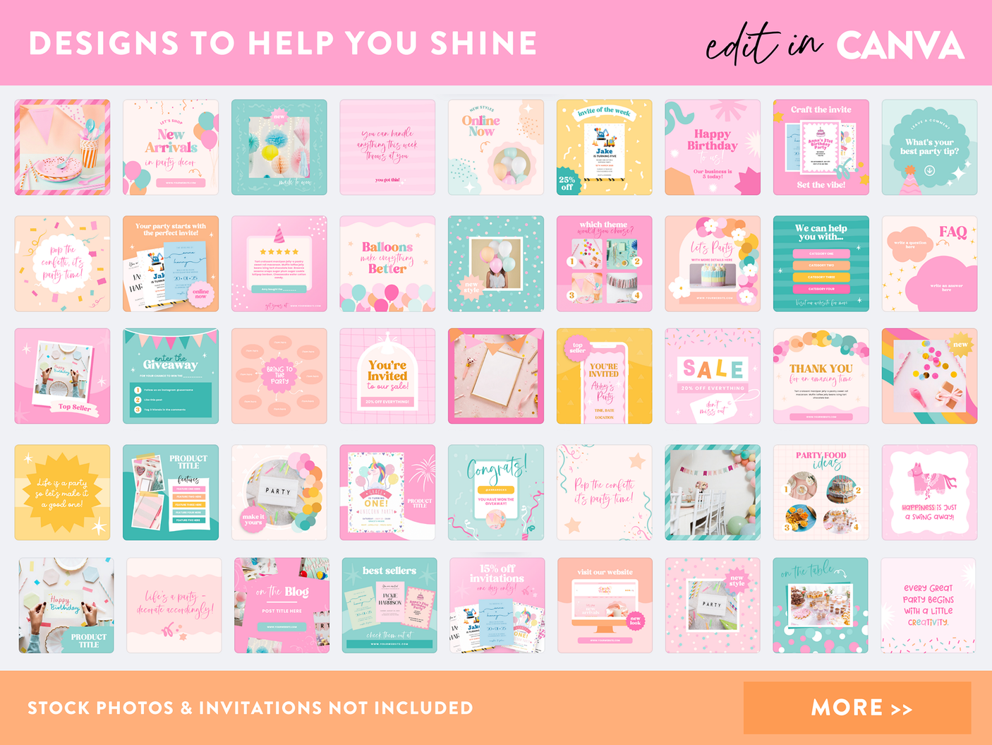 Bright Party Instagram Templates