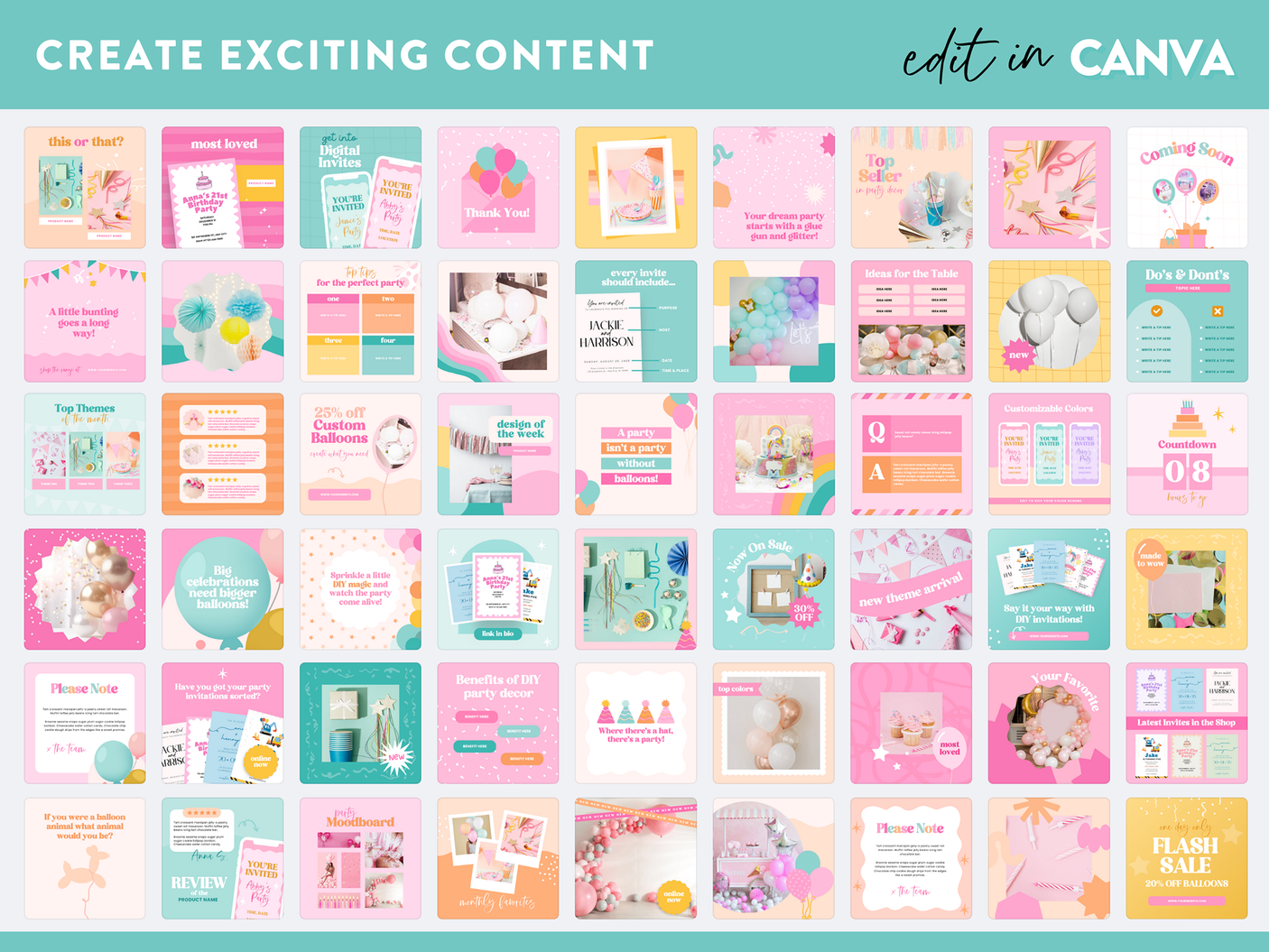 Bright Party Instagram Templates