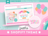 Party Shopify Theme to sell balloons, invitations, party decor and supplies.