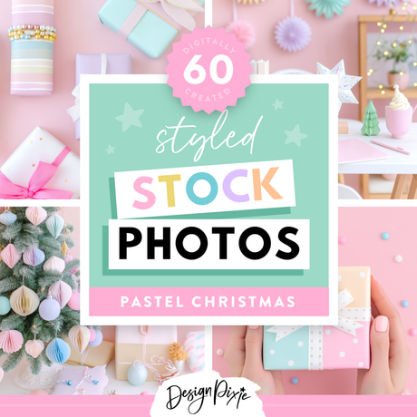 Pastel Christmas styled stock photos