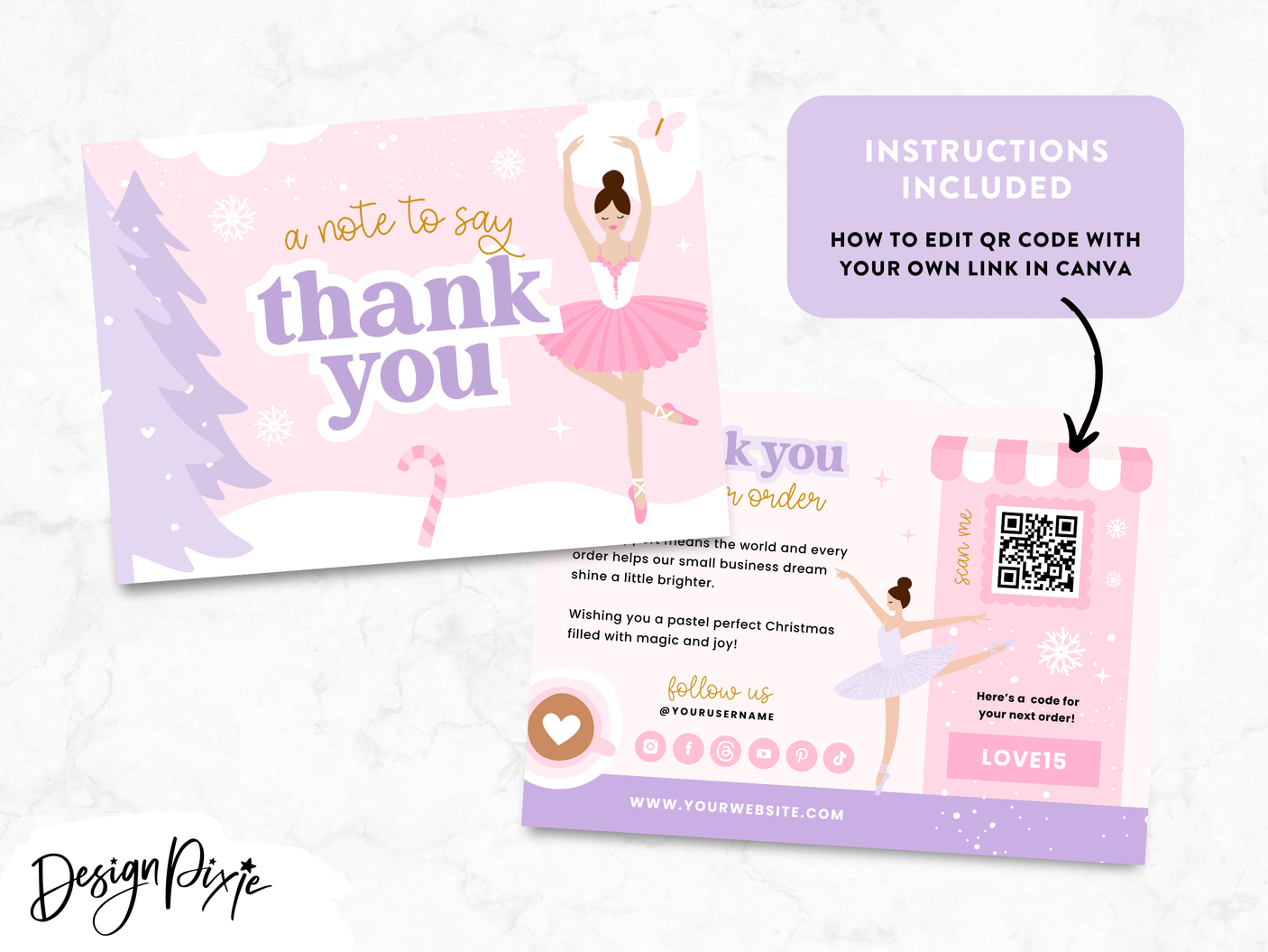Fairytale Christmas Thank You Card Template