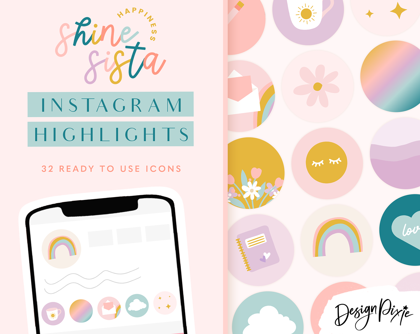 Pastel Rainbow Instagram Highlight Icons - Design Pixie