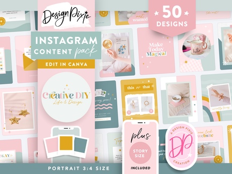 pastel sparkle Instagram templates to edit in Canva for post and story