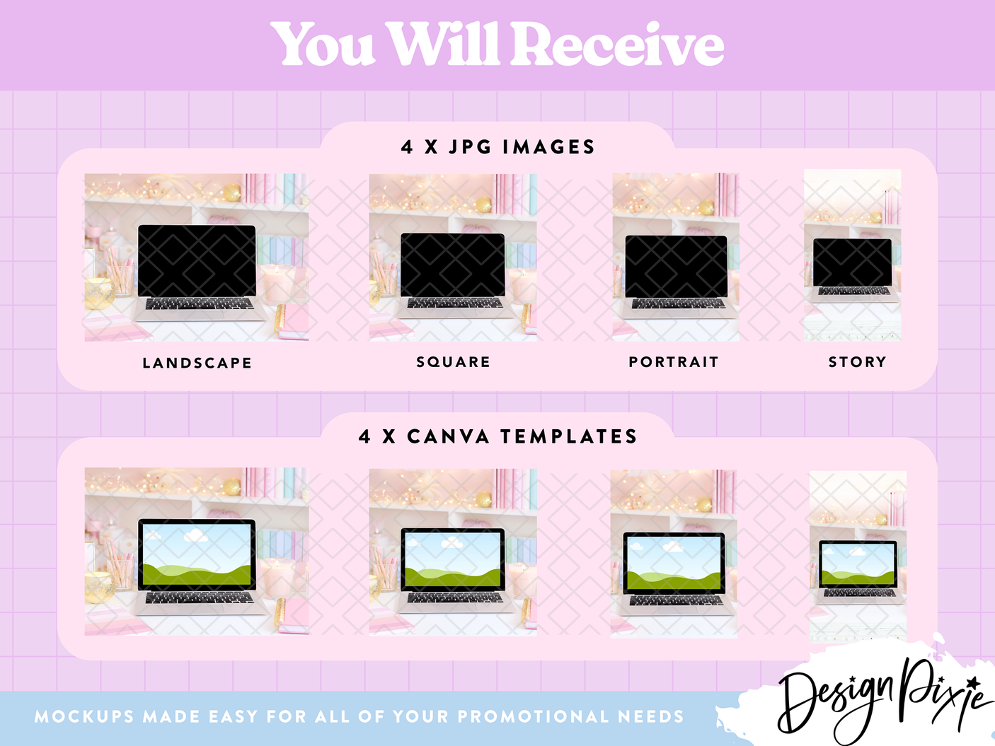 Pastel Rainbow MacBook Mockup