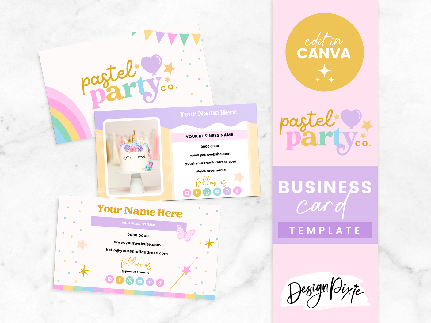 Pastel Party Business Card Template