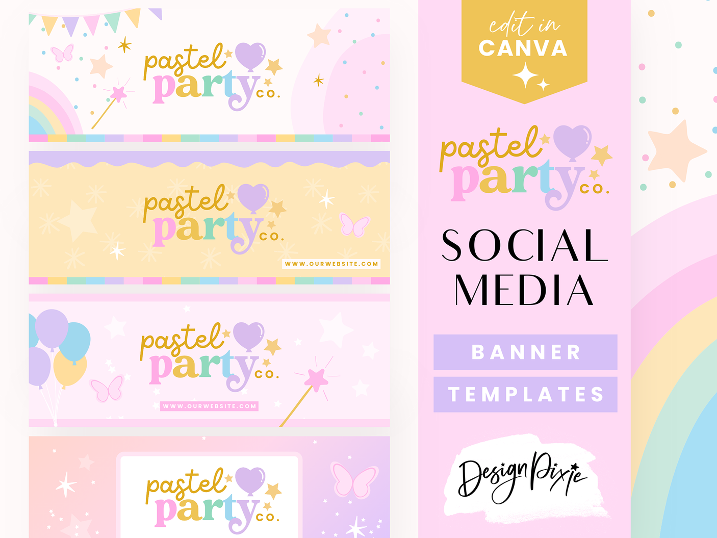 Pastel Party Social Media Banners