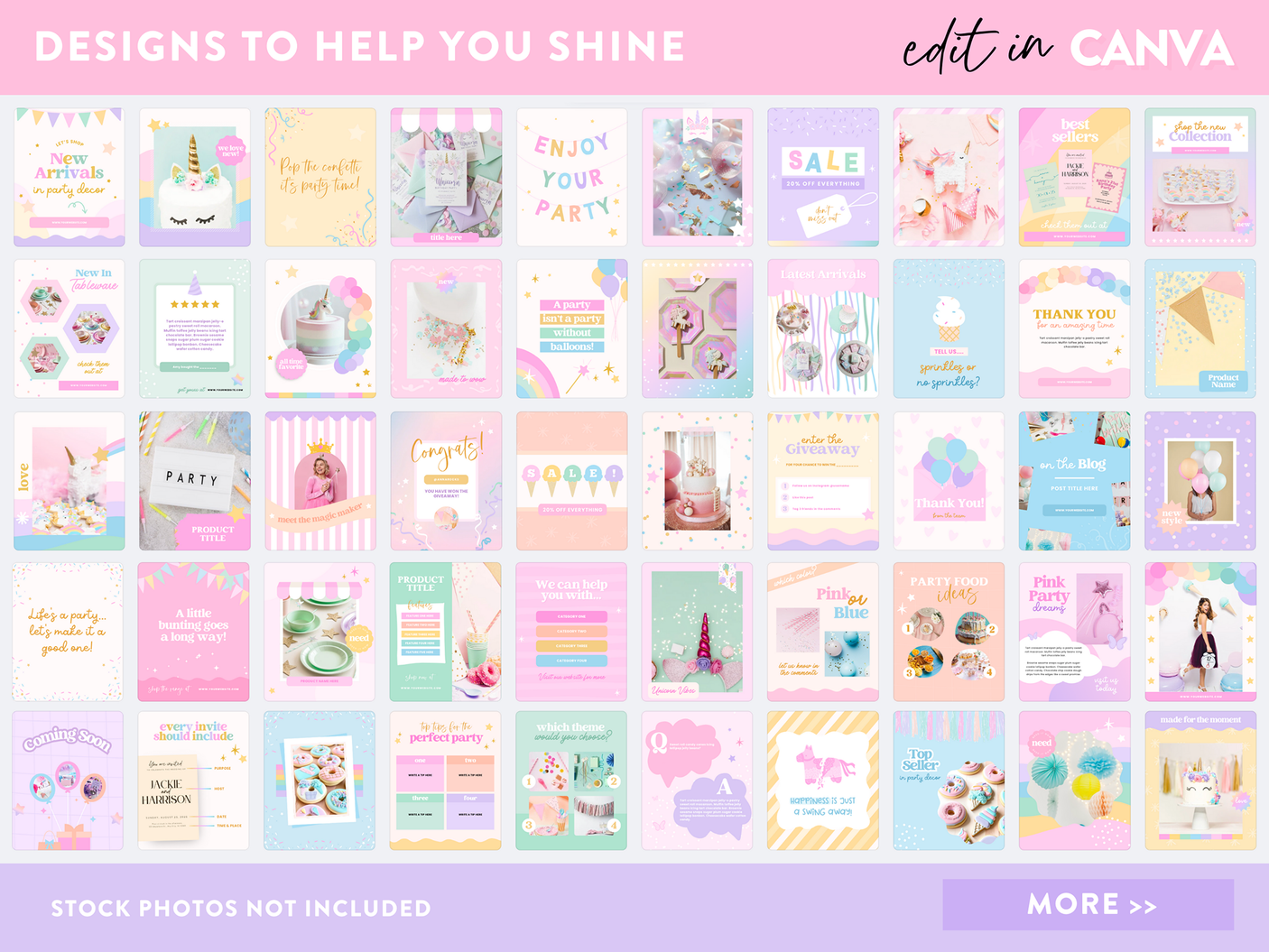 Pastel Party Instagram Templates