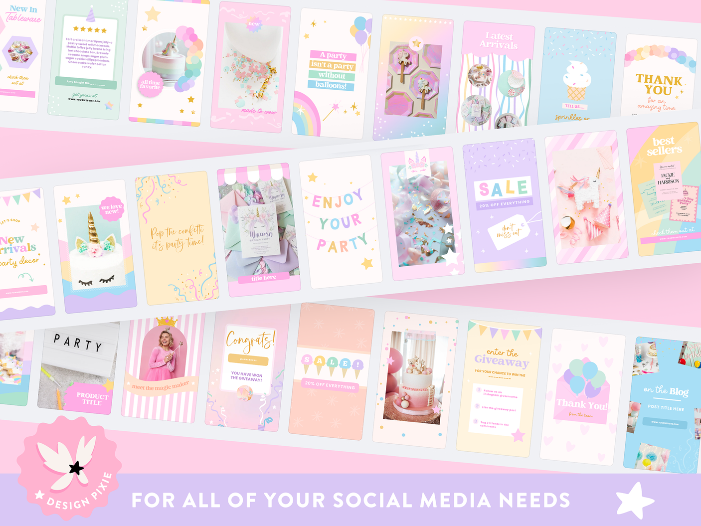 Pastel Party Instagram Templates