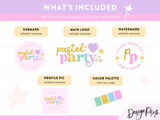 Pastel Party Balloon Logo Design Template