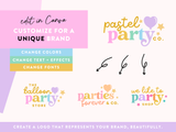 Pastel Party Balloon Logo Design Template