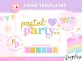 Pastel Party Logo Design Template with Balloon to edit in Canva