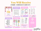 Pastel Party Price List Template