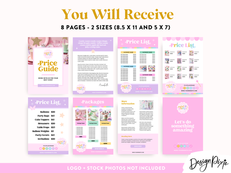 Pastel Party Price List Template