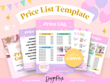 Pastel Party Price List Template