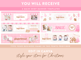 Pink Christmas Etsy Shop Banner Templates