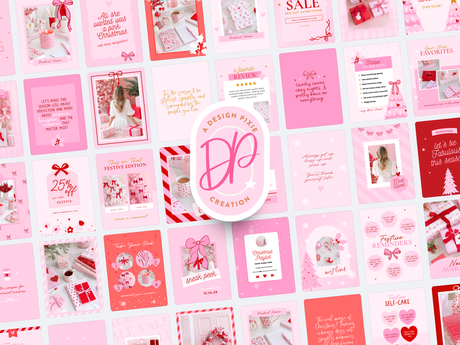 Pink Red Christmas Instagram Templates