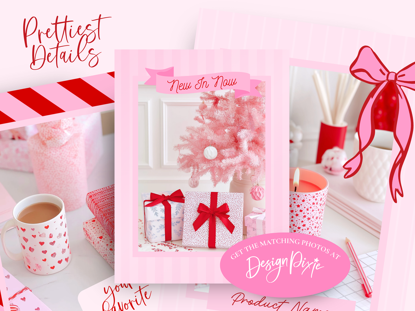 Pink Red Christmas Instagram Templates