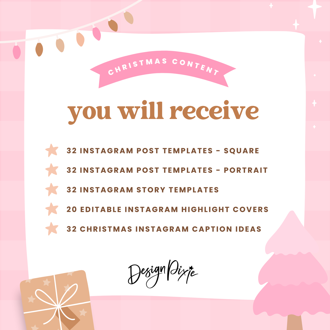 Pink Christmas Instagram Templates