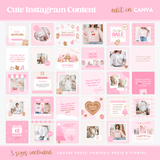 Girly pink Christmas Instagram templates with festive content for social media