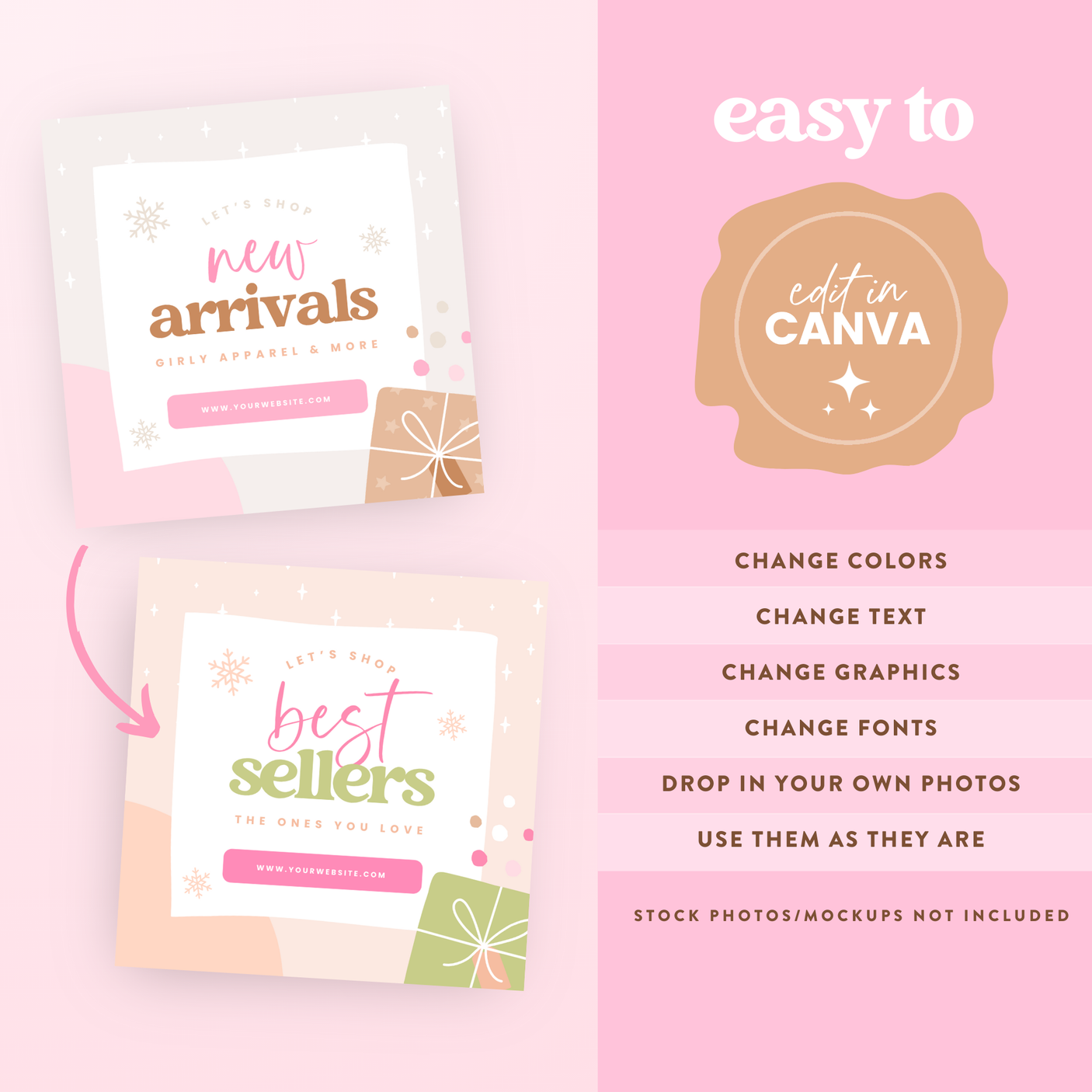 Pink Christmas Instagram Templates