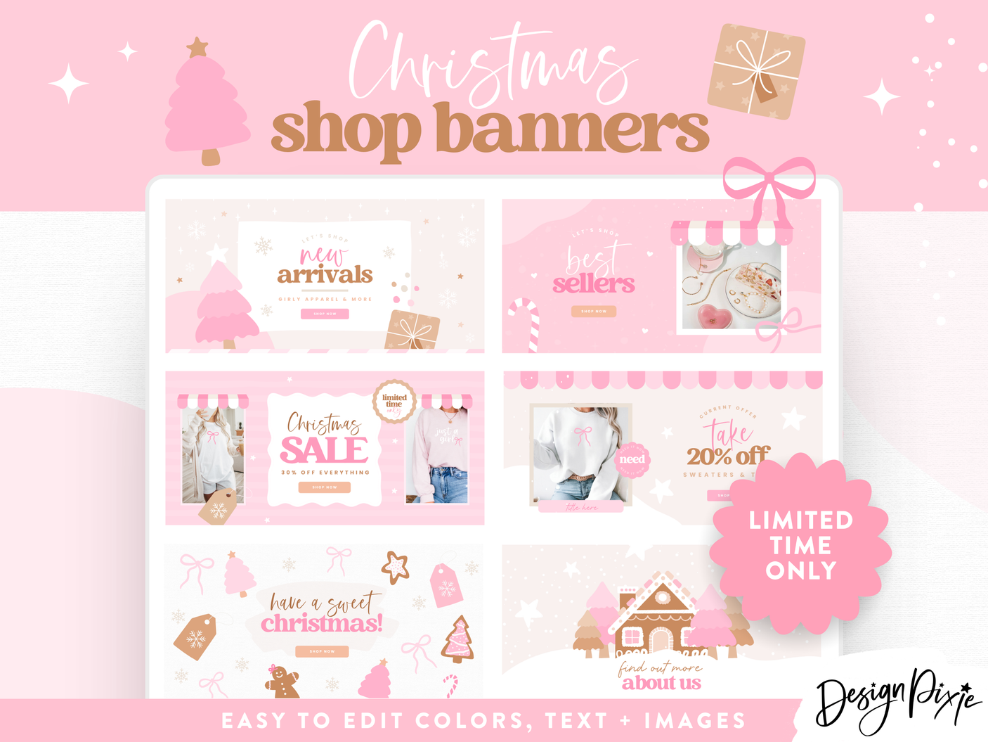 Pink Christmas Shop Banner Templates