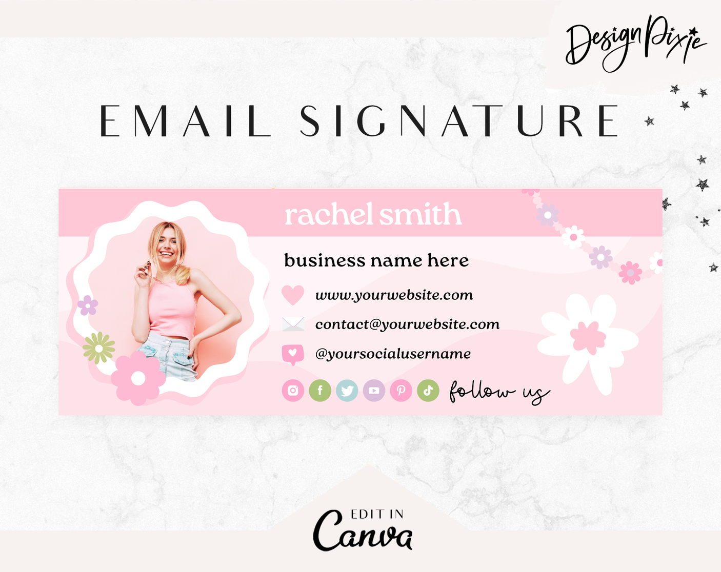 Pink Email Signature Template - Design Pixie