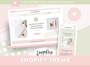 Pretty feminine Shopify theme for stationery and invitations