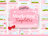 Pink marketing templates to create listing images for selling products. Editable Canva templates for product mockups.