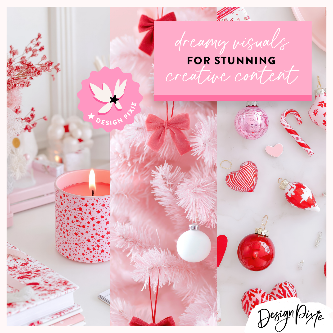 pretty pink and red christmas styled stock photos for blogging and website design