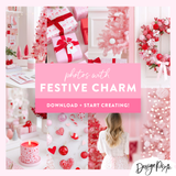 Pink Christmas styled stock photos with Christmas trees, fairylights, desk flatlets, ornaments, candles and more